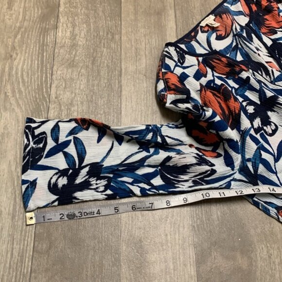 Womens J. Crew Floral V-Neck Tunic‎ Long Sleeve Top - Picture 6 of 8